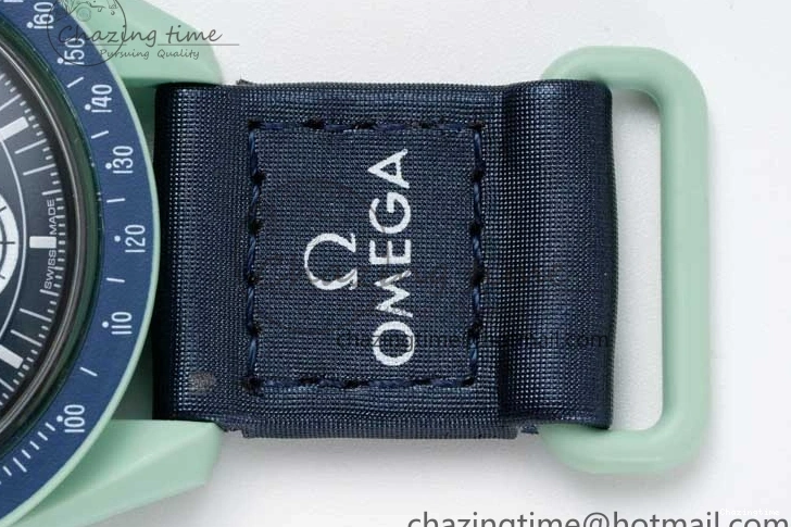 0305 SoftTouch Speedmaster Misson On Earth 1:1 Best Edition Blue Dial On Nylon Strap Quartz 7859